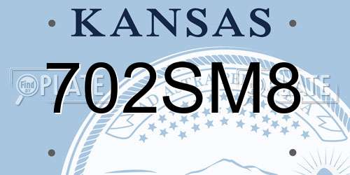 702SM8 Kansas License Plate