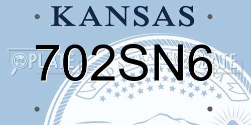 702SN6 Kansas License Plate
