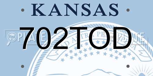702TOD Kansas License Plate