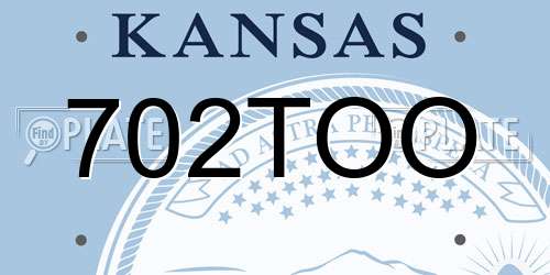 702TOO Kansas License Plate