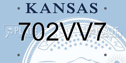 702VV7 Kansas License Plate