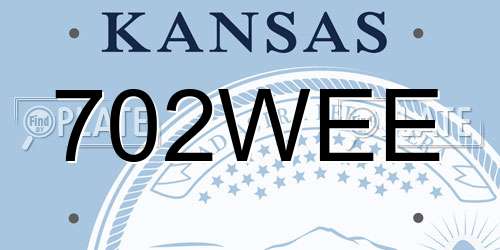 702WEE Kansas License Plate
