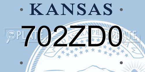 702ZD0 Kansas License Plate