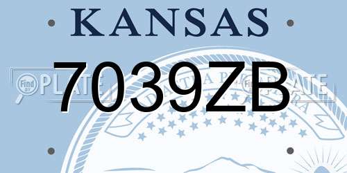 7039ZB Kansas License Plate