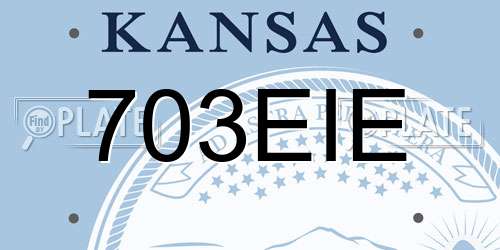703EIE Kansas License Plate