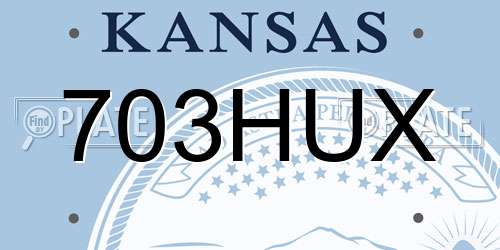 703HUX Kansas License Plate