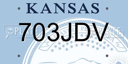 703JDV Kansas License Plate