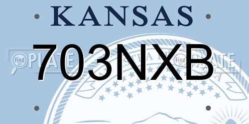 703NXB Kansas License Plate