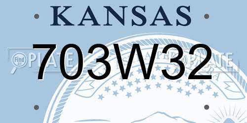 703W32 Kansas License Plate