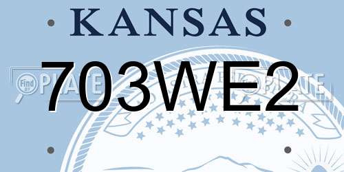 703WE2 Kansas License Plate
