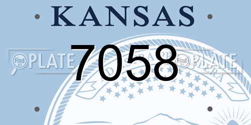 7058 Kansas License Plate