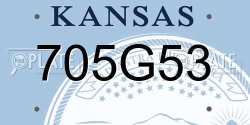 705G53 Kansas License Plate