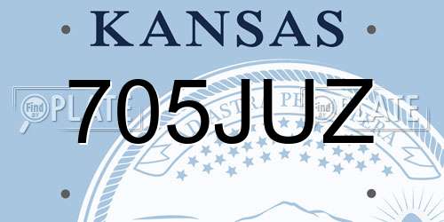 705JUZ Kansas License Plate