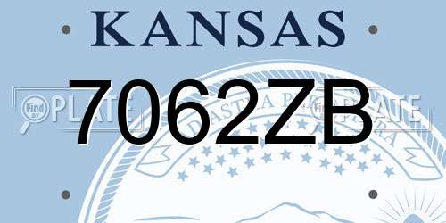 7062ZB Kansas License Plate