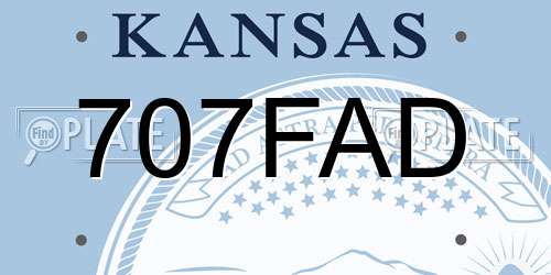 707FAD Kansas License Plate