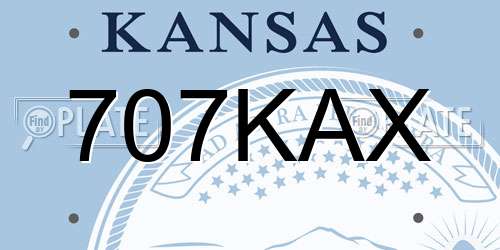 707KAX Kansas License Plate