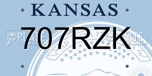 707RZK Kansas License Plate
