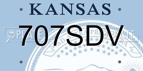 707SDV Kansas License Plate