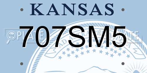 707SM5 Kansas License Plate