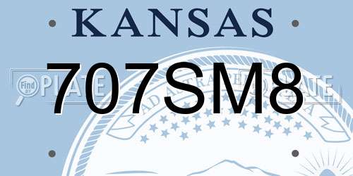 707SM8 Kansas License Plate