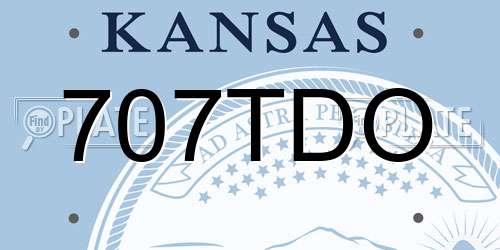 707TDO Kansas License Plate