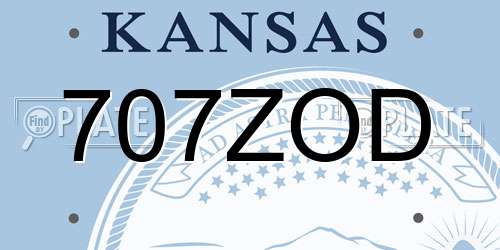 707ZOD Kansas License Plate