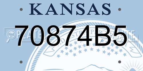 70874B5 Kansas License Plate