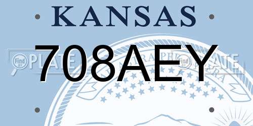 708AEY Kansas License Plate