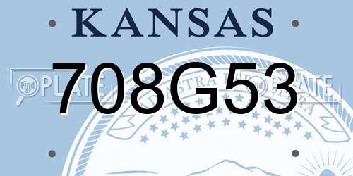 708G53 Kansas License Plate