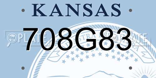 708G83 Kansas License Plate