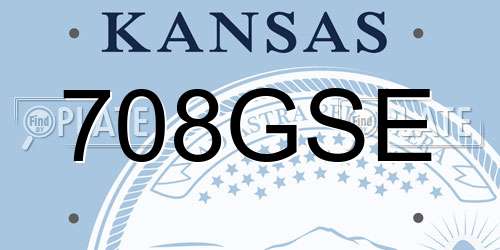 708GSE Kansas License Plate