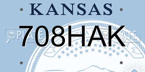 708HAK Kansas License Plate