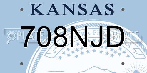708NJD Kansas License Plate