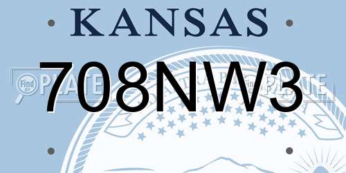 708NW3 Kansas License Plate