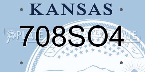 708SO4 Kansas License Plate