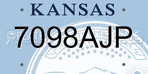 7098AJP Kansas License Plate