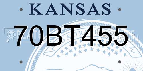 70BT455 Kansas License Plate
