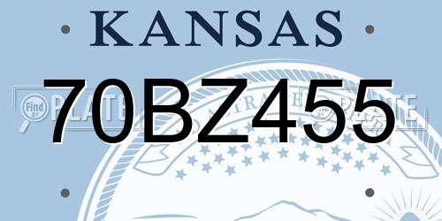 70BZ455 Kansas License Plate