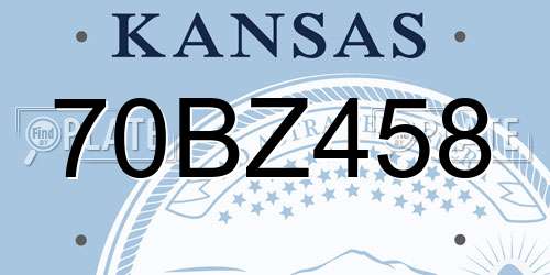 70BZ458 Kansas License Plate