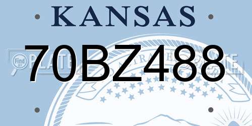 70BZ488 Kansas License Plate