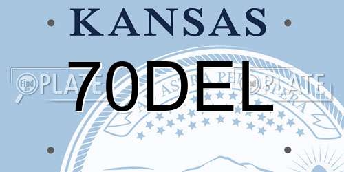 70DEL Kansas License Plate