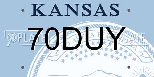 70DUY Kansas License Plate