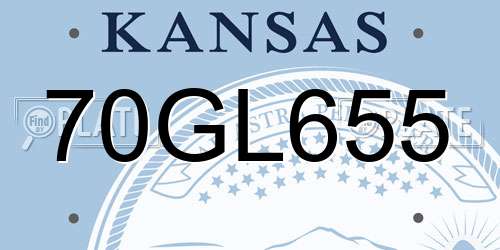 70GL655 Kansas License Plate