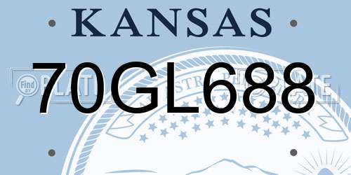 70GL688 Kansas License Plate