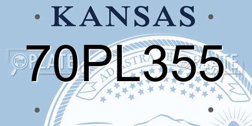 70PL355 Kansas License Plate