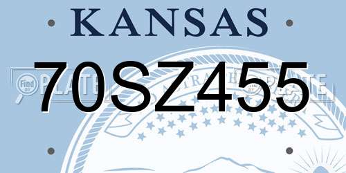 70SZ455 Kansas License Plate