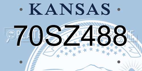 70SZ488 Kansas License Plate