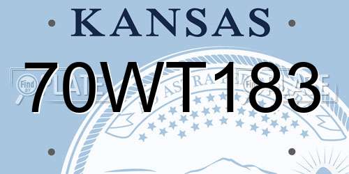 70WT183 Kansas License Plate