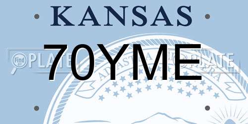70YME Kansas License Plate
