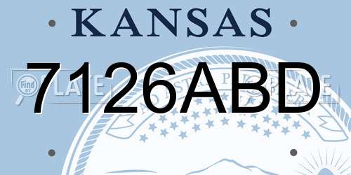 7126ABD Kansas License Plate